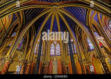 Cappella reale di Sainte-Chapelle, stile gotico, Palais de la Cite, Parigi, Francia Foto Stock