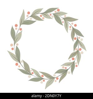 Carino fiori cerchio corona floreale carta da parati modello sfondo bouquet. Fiore botanico e ramo di foglia possono essere utilizzati per la stampa, saluto Illustrazione Vettoriale