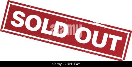 Grugnoso rosso rettangolare ESAURITO timbro di gomma o etichetta isolata su illustrazione vettoriale bianca Illustrazione Vettoriale