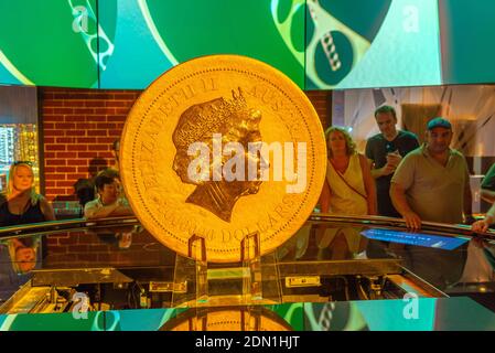 PERTH, AUSTRALIA, JANUARY 18, 2020: World'd largest gold bullion coin in the Mint of Perth, Australia Stock Photo