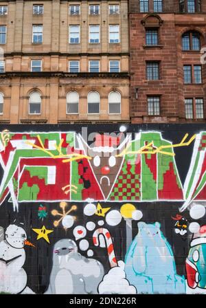 Glasgow, Scotland, UK. 17th December, 2020. New festive themed graffiti on Clydeside. Credit: Skully/Alamy Live News Stock Photo