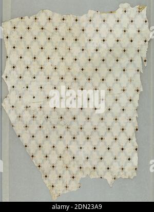 Sidewall, Machine-printed on continuous paper, Diamond trellis pattern with small black diamonds at point of intersection. Printed on off-white ground., USA, 1830–50, Wallcoverings, Sidewall Stock Photo