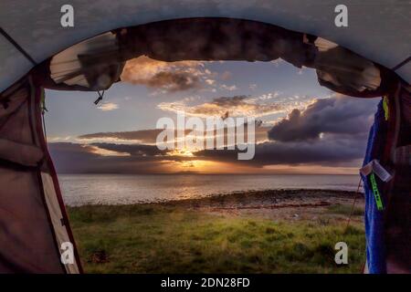 camping sul mare su Arran Foto Stock