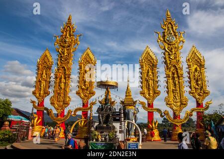 Provincia di Chiang Rai Thailandia Sud-est asiatico, Buddha d'oro vicino al triangolo d'oro Foto Stock