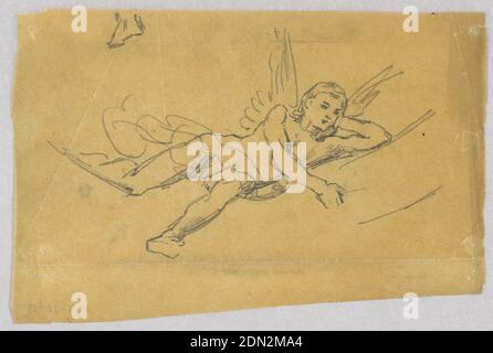 Studio per 'Zodiac', Francis Augustus Lathrop, americano, 1849 - 1909, grafite su carta, disegno di una figura femminile reclinata con ali., USA, ca. 1894, figure, disegno Foto Stock