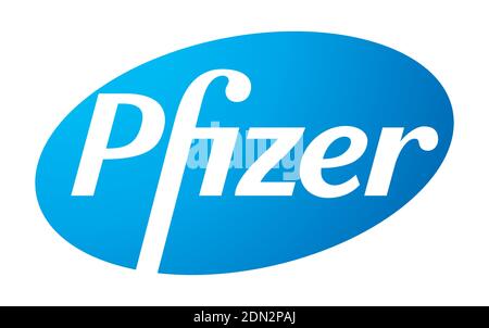Pfizer Vector Logo - Latest Blue Color - Società farmaceutica americana che ricerca e sviluppo di vaccini e prodotti medicali. Laboratorio di farmacia Illustrazione Vettoriale