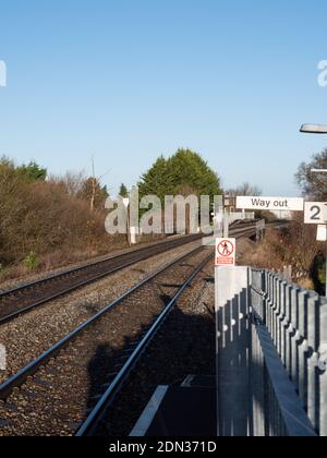 Binari ferroviari a Dilton Marsh Halt, vicino a Westbury, Wiltshire, Inghilterra, Regno Unito. Foto Stock