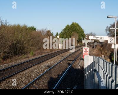 Binari ferroviari a Dilton Marsh Halt, vicino a Westbury, Wiltshire, Inghilterra, Regno Unito. Foto Stock