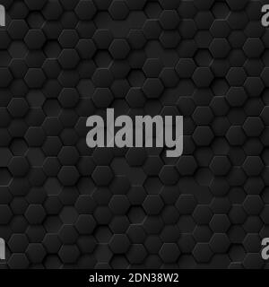 Abstract hexagons black on a black and gray background - illustration Stock Photo