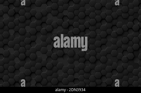 Abstract hexagons black on a black and gray background - illustration Stock Photo