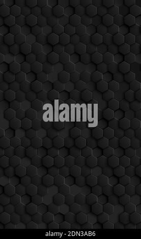 Abstract hexagons black on a black and gray background - illustration Stock Photo