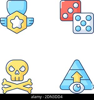 Menu videogiochi Set di icone di colore RGB Illustrazione Vettoriale