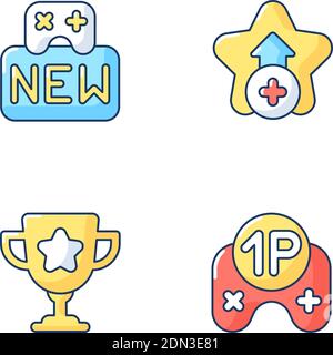 Set di icone di colore RGB per videogiochi Illustrazione Vettoriale