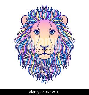 Muso leone su bianco Illustrazione Vettoriale