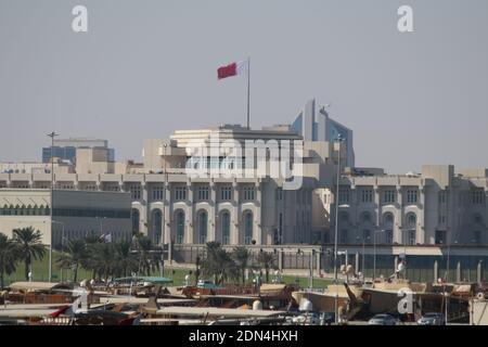 Vista di Emiri Diwan, è l'ufficio del re del Qatar. Foto Stock