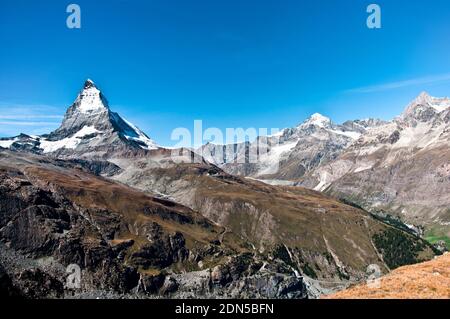 Matterhorn seen from the Swiss side. Stock Photo