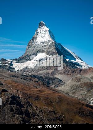 Matterhorn seen from the Swiss side. Stock Photo