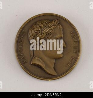 Medal, Bertrand Andrieu, French, 1761 - 1822, Cast bronze, Medal commemorating the Capitulation of Ulm & Meningen., France, early 20th century, metalwork, Decorative Arts, Medal Stock Photo