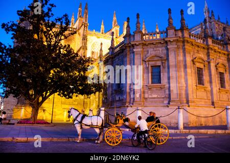 Cattedrale gotica di Siviglia, Plaza de Triunfo, Siviglia, Spagna. Foto Stock