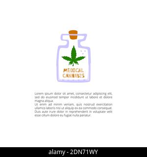 Vetro con cannabis medica con scritta posta Illustrazione Vettoriale