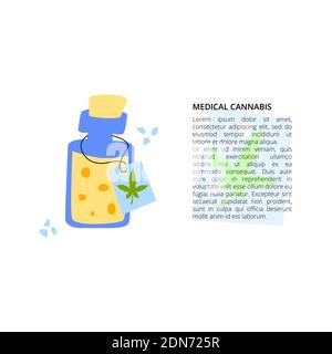 Medical cannabis in oil with article text Stock Vector