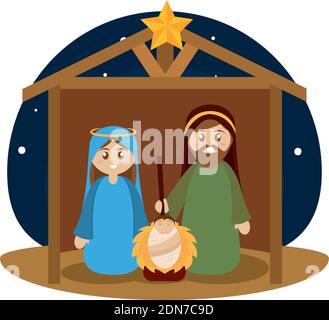 Cartone animato di una presepe. Personaggio di Natale - illustrazione vettoriale Illustrazione Vettoriale