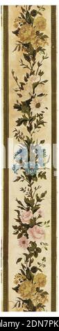 Fregio, stampato a macchina, catena di mazzi alternati di rose e fiori di mais., Inghilterra, ca. 1890, Wallcoverings, Frieze Foto Stock