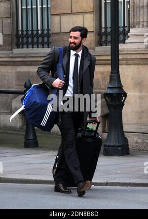 Il francese Cyril Dumoulin lascia la celebrazione Handball campione del mondo della squadra francese Tittle 2015 al Palais de l'Elysee a Parigi, Francia, il 3 febbraio 2015. Due giorni fa la Francia ha vinto il 24° Campionato Mondiale di Pallamano maschile ed è diventata la prima squadra nella storia del pallamano a vincere cinque campionati mondiali quando ha battuto i finalisti a sorpresa Qatar 25-22. La Francia è ora campione mondiale, europeo e olimpico, sottolineando il loro attuale predominio dello sport. Foto Alain Apaydin/ABACAPRESS.COM Foto Stock