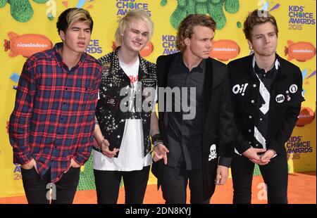 Calum Hood, Michael Clifford, Luke Hemmings and Ashton Irwin of 5 Seconds of Summer attend Nickelodeon's 28th Annual Kids Choice Awards held at The Forum in Inglewood, Los Angeles, CA, USA,on March 28, 2015. Photo by Lionel Hahn/ABACAPRESS.COM Stock Photo