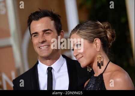 Jennifer Aniston e Justin Theroux arrivano al 72° Golden Globe Awards che si tiene al Beverly Hilton di Beverly Hills, Los Angeles, CA, USA, 11 gennaio 2015. Foto di Lionel Hahn/ABACAPRESS.COM Foto Stock