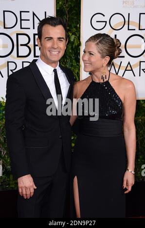 Jennifer Aniston e Justin Theroux arrivano al 72° Golden Globe Awards che si tiene al Beverly Hilton di Beverly Hills, Los Angeles, CA, USA, 11 gennaio 2015. Foto di Lionel Hahn/ABACAPRESS.COM Foto Stock