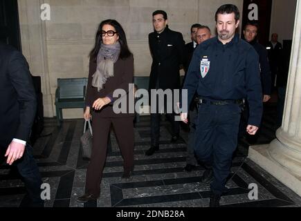 Francoise Bettencourt-Meyers, figlia di Liliane Bettencourt e di suo figlio Jean-Victor Meyers, dopo il 3° giorno del cosiddetto 'processo Bettencourt', accusando 10 persone vicino all'erede l'Oreal Liliane Bettencourt di 'sfruttare' la sua demenza, a Bordeaux, nella Francia sudoccidentale, il 28 gennaio 2015. Foto di Bernard-Salinier/ABACAPRESS.COM Foto Stock