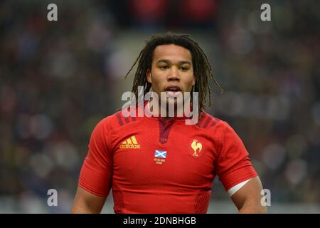 France's Teddy Thomas during Rugby RBS 6 Nations Tournament, France vs Scotland in Stade de France, St-Denis, France, on February 7th, 2015. France won 15-8. Photo by Henri Szwarc/ABACAPRESS.COM Stock Photo
