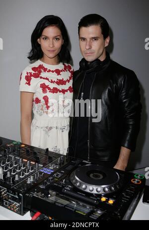 Geordon Nicol and Leigh Lezark attending the Paris Fashion Week Tasting Night with Galaxy featuring Brad Goreski, model Jessica Stam and Samsung's Executive Vice President of Global Marketing for Mobile Communications Younghee Lee held at Four Seasons Hotel George V, in Paris, France, on March 7 2015. Photo by Jerome Domine/ABACAPRESS.COM Stock Photo