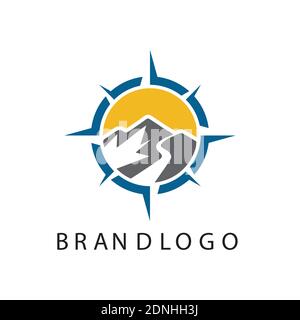 MODELLO DI ISPIRAZIONE PER IL DESIGN DEL LOGO DELLA BUSSOLA VETTORIALE PER ESTERNI. Illustrazione Vettoriale