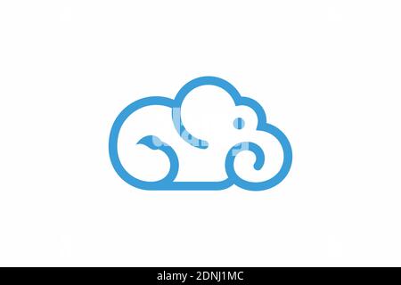 cloud elephant logo modern design inspiration Illustrazione Vettoriale