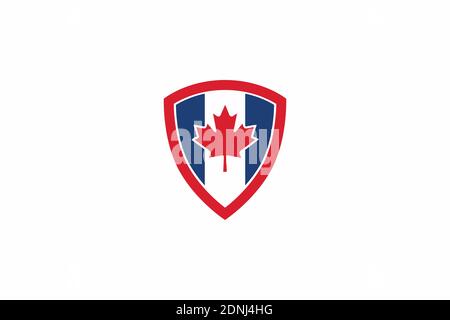 Maple Shield canadian icona logo simbolo ispirazione di design Illustrazione Vettoriale