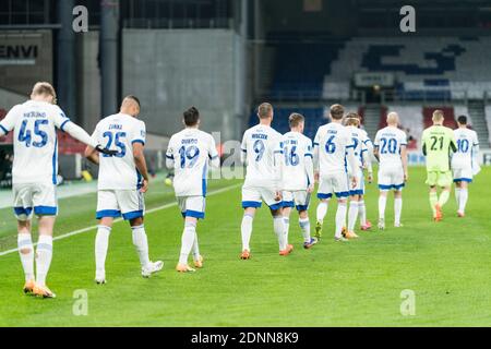 Copenaghen, Danimarca. 17 Dicembre 2020. I giocatori del FC Copenhagen entrano in campo per la partita della Danish Sydbank Cup tra il FC Copenhagen e il FC Midtjylland al Parken di Copenhagen. (Photo Credit: Gonzales Photo/Alamy Live News Foto Stock