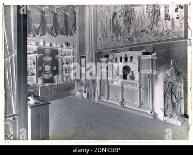 Wilhelm Weimar, sala Parigi, esposizione, negativo vetro, negativo bianco e nero, totale: Altezza: 23.8 cm; larghezza: 17.8 cm, numerato: Re. : in inchiostro nero: 804, fotografia, sedia, Gabinetto, gabbiano, Fontana, scultura, scultura, Arte di scultura, Museo Foto Stock