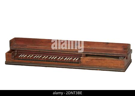 Peter Kukelka, Bound Clavichord, Pino, Abete bianco, legno, totale: Lunghezza: 1270 mm; larghezza: 375 mm; altezza: 120 mm; peso: 9.5 kg (strumento), senza marchio, strumenti a tastiera, barocco Foto Stock