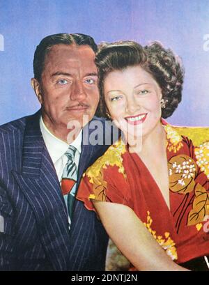 Film still of Myrna Loy (1905-1993) and William Powell (1892-1984) from 'The Thin Man'. Stock Photo