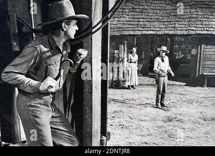 Film still from 'Along Came Jones' starring Gary Cooper, Loretta Young, William Demarest, and Dan Duryea. Stock Photo