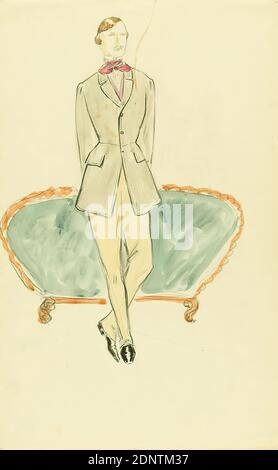 Ernst Dryden, costume per il film il prigioniero di zenda, carta, acquerello non opaco, matita, acquerello, disegno, acquerello sul piombo, totale: Altezza: 48,4 cm; larghezza: 30,6 cm, illustrazioni, moda, abbigliamento, moda maschile, costume da teatro Foto Stock