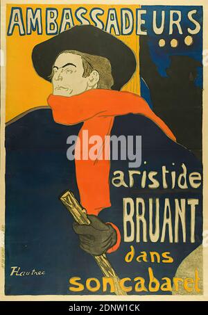 Henri de Toulouse-Lautrec, Imp. EDW. Ancourt, Ambassadeurs - Aristide Bruant dans son cabaret, carta, litografia, totale: Altezza: 138 cm; larghezza: 96,5 cm, firma: u. li. Stampa: HTLautrec, Posters evento, Ritratto, cantante, Cabaret artista, Ritratto, Autoritratto di un artista, Scarpa, NeckerChief, Aristide Bruant Foto Stock