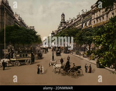 Parigi. Boulevard des Italiens, stampa fotocromatica, totale: Altezza: 16.60 cm; larghezza: 22.40 cm, titolo: Recto u. li.: Titolo, fotografia di viaggio, strade e piazze Foto Stock