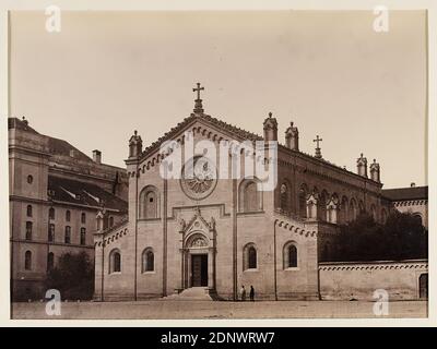 Georg Böttger, Allerheiligen Hofkapelle, Munich, albumin paper, black and white positive process, image size: height: 15,60 cm; width: 21,20 cm, architectural photography, architecture, facade (church building), chapel, exterior of a church Stock Photo