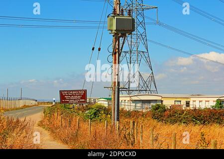 Lydd Caravan Park by Jurys Gap Rd strada vicino a Lydd Villaggio in Romney Marsh in Kent, Inghilterra, Regno Unito, agosto 2016 Foto Stock