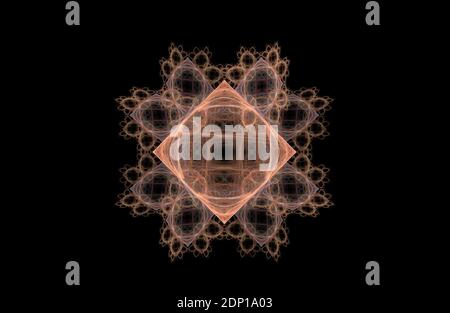 Abstract golden frattali figura simmetrica su nero, illustrazione Foto Stock