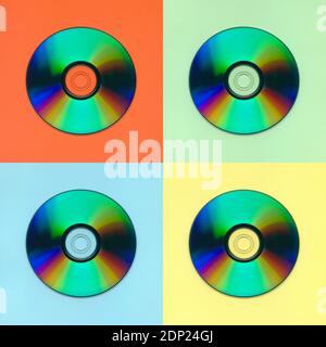 compact disc su sfondo a colori Foto Stock