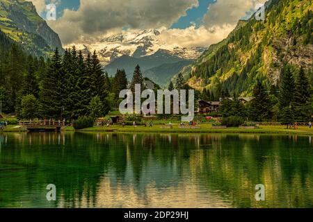 Lago di Gover, valle del Lys. Gressoney-Saint-Jean, Valle d'Aosta, Italia Foto Stock